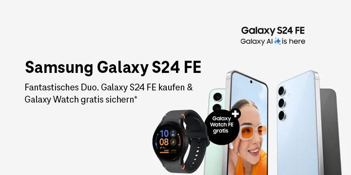 Fantastisches Duo. Samsung Galaxy 24 FE und die Samsung Galaxy Watch FE. 