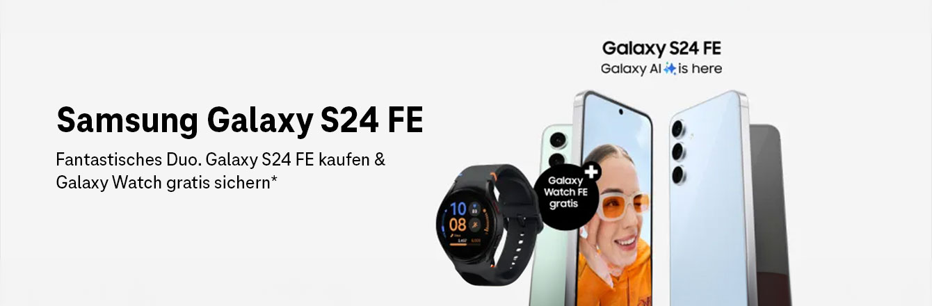 Fantastisches Duo. Samsung Galaxy 24 FE und die Samsung Galaxy Watch FE. 